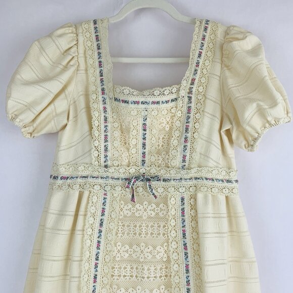 Dresses & Skirts - Vintage Handmade Prairie Dress Romantic Cottage Core Lace Coquette Bohemian 70s